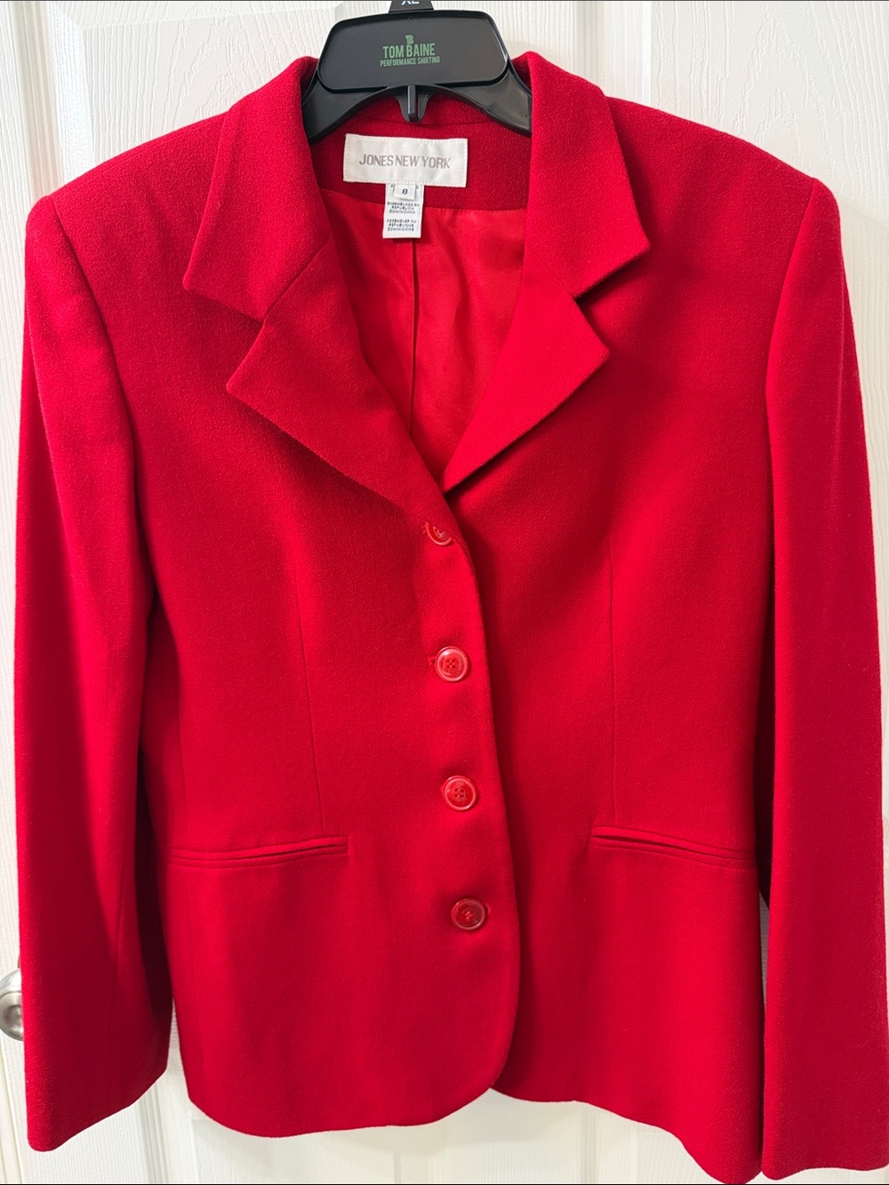 Jones New York Vintage Women’s Wool Red Tailored Single-Breasted Blazer S8
